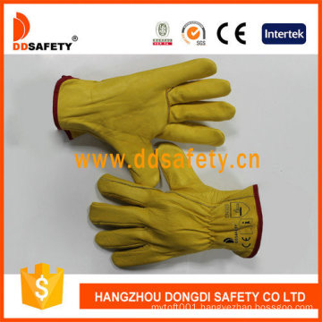 Yellow Cow Grain Leather Driver Gloves
